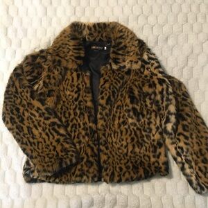 Leopard Print Faux Fur Jacket